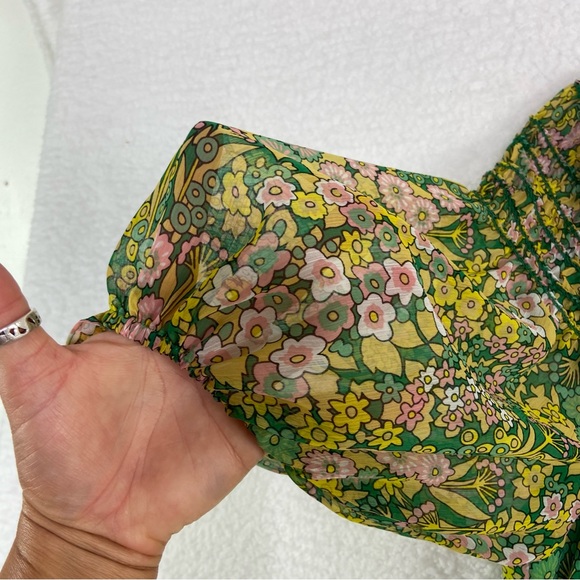 TED BAKER green floral tie London Ursille Midi Dress. Size 4/Large - Picture 7 of 16